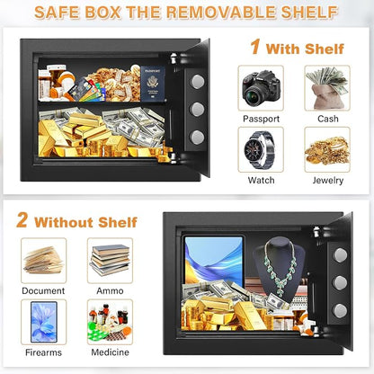 BUKUMO Small Safe for Home, Mini Safe Box for College Dorm Room