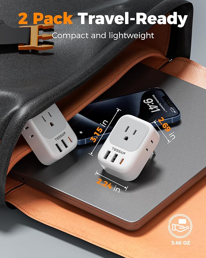 TESSAN Italy Travel Plug Adapter, Type L Plug 2 Pack