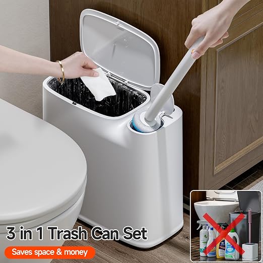 CTIME 3 in 1 Bathroom Trash can with toilert Brush,36 Refills