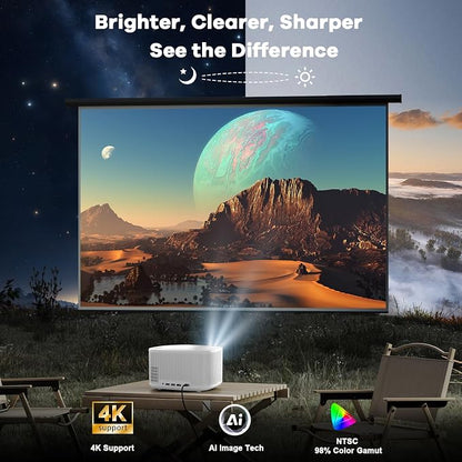 ONOAYO Outdoor-Projector-4K with 60W Dolby Audio and Official Apps, White