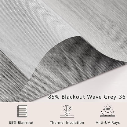 Bringnox Smart Motorized Zebra Roller Blinds - 85% Blackout, Remote Control, Works with HomeKit, Google Home & Alexa via Hub, Custom Size(85% Blackout Wave Grey-36)