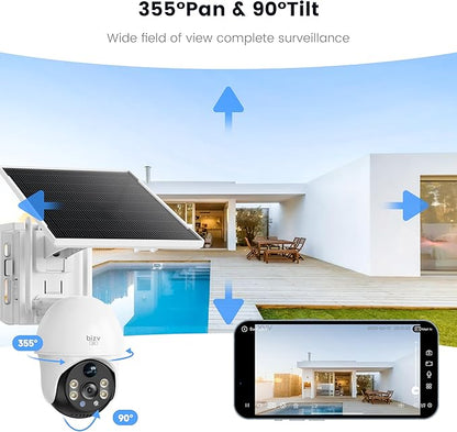 4G LTE Cellular Security Camera Wireless Outdoor,4MP Solar Powered No WiFi Security Camera, Color Night Vision, Smart Detection,Two Way Audio,Local/Cloud Storage(White) (P15N)