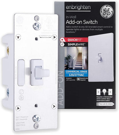 Enbrighten White Add-On Switch, QuickFit & SimpleWire, Smart Light Control, Z-Wave/Zigbee Smart Light Switch, Works with Alexa, Google Assistant, Not A Stand Alone Switch, Smart Home Devices, 46200