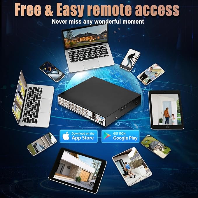 KERUI 16Channel Security Recorder DVR 16CH 5MP Surveillance Video Recorder H.265+ Hybrid 6-in-1 AHD/TVI/CVI/CVBS/IP/XVI Camera DVR with Human Detection, 24/7 Recording(with 2TB Hard Drive)