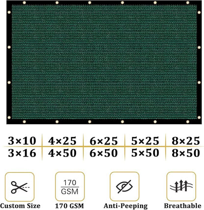 Shade&Beyond 3'x17' Dark Green Privacy Screen Fence Cover 170 GSM Fencing Mesh Fence Panel for Wall Garden Yard Backyard Indoor Outdoor Home Decoration