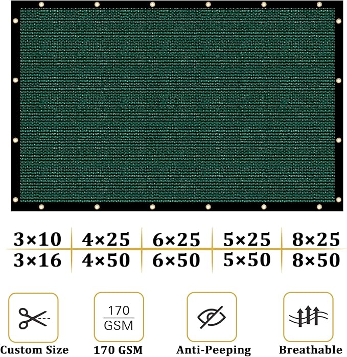 Shade&Beyond 4'x66' Dark Green Privacy Screen Fence Cover 170 GSM Fencing Mesh Fence Panel for Wall Garden Yard Backyard Indoor Outdoor Home Decoration
