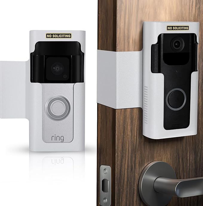 Homalor Anti Theft Ring Doorbell Mount: White Ring Doorbell Door Mount Blink Camera Holder - Metal, No Drill Required