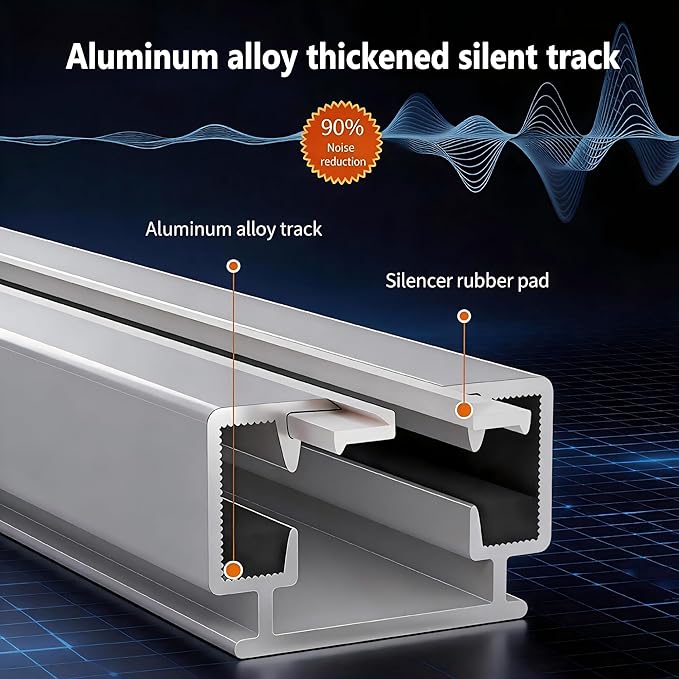 Smart Curtains, Universal Electric Curtain Accessories Installation Kit, Aluminum Alloy Thickened Silent Track 126''(3.2m), Including a Complete Set of Accessories, Excluding Curtain Motor