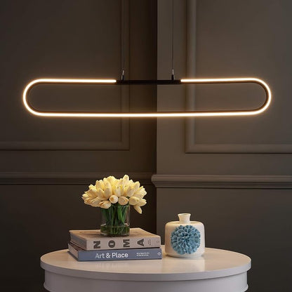 JONATHAN Y Ned 39" Integrated LED Linear Pendant Dimmable Metal, Black | Modern Adjustable Height Chandelier, Kitchen Island Light, 3000K, 1690 Lumens, ETL Listed, Cord, Minimalist Decor