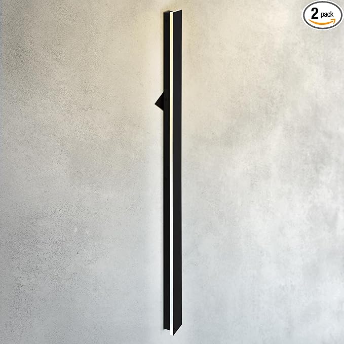 ASD LED 72" Long Wall Mount Light Fixture, Outdoor & Indoor Linear Sconce | 3CCT, Dimmable, Waterproof, Anti-Rust, ETL Listed | 40W 2400LM 3000-5000K 100-277V | Exterior Porch Lighting | Black, 2 Pack