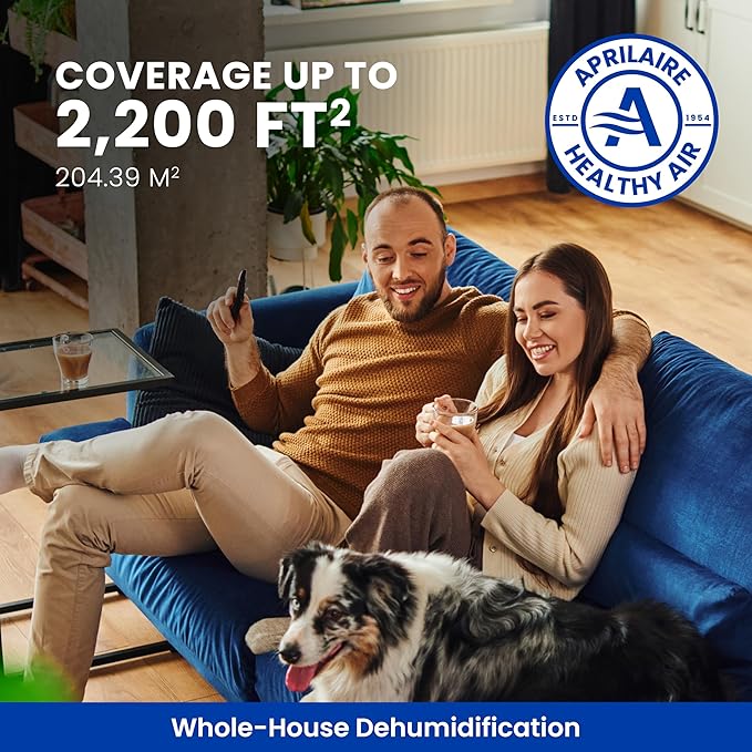 AprilAire E070W Smart Wi-Fi Crawl Space Dehumidifier, 70-Pint Commercial Whole-House Dehumidifier for Basement, Crawlspace & Home up to 2,200 Sq. Ft. with Pump, Drain Hose, Hanging Kit, MERV 11 Filter