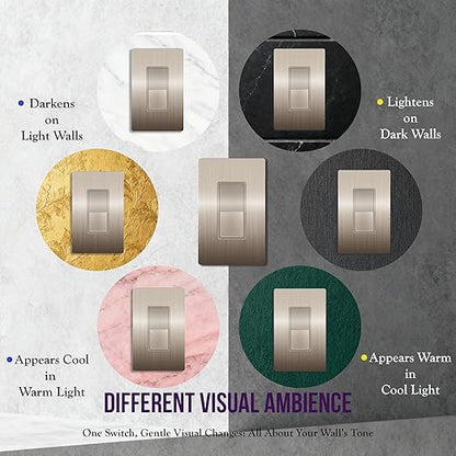 ENERLITES Elite Series Decorator Light Switch with Brushed Screwless Wall Plate, Single Pole, 3 Wire, Grounding Screw, Residential Grade, 15A 120V, UL Listed, 91150-NKWBP, Brushed Nickel