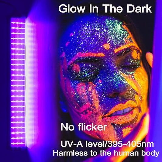 Upgrade 25W LED Black Light Bar - 72 UV Big LED Chip 395-405 nm, Black Lights for Glow Party - Blacklight Bar for Fluorescent Posters, Glow in The Dark Party, Stage Lighting, Body Painting, Halloween