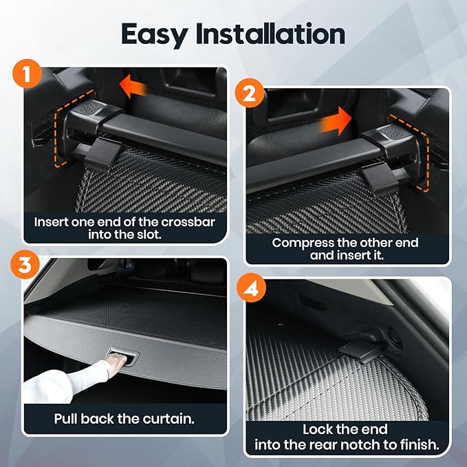 Powerty Retractable Cargo Cover for Toyota RAV4 2019-2025, Carbon Fiber Trunk Cover for RAV4 Privacy Screen Rear Security Shade for RAV4 Accessories