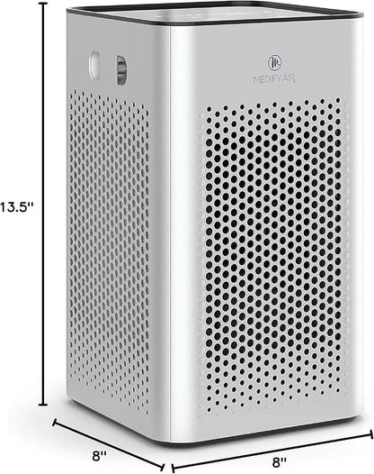 Medify MA-25 Air Purifier with True HEPA H13 Filter | 825 ft² Coverage in 1hr for Allergens, Smoke, Wildfires, Odors, Pollen, Pet Dander | Quiet 99.9% Removal to 0.1 Microns | Silver, 1-Pack