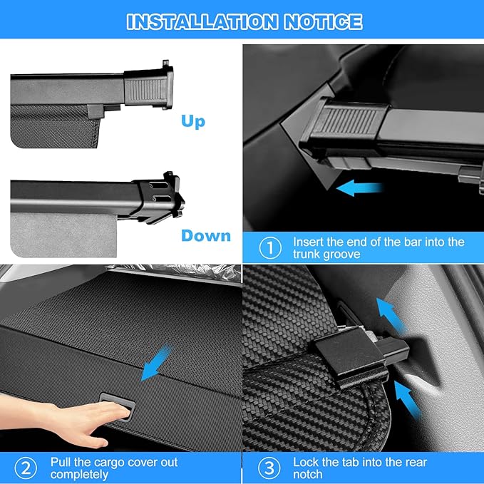 AUXKO Retractable Cargo Cover for XC90 2025-2016, Trunk Cargo Cover Luggage Security Shade Cover for 2025 2024-2016 XC90 Shielding Shade Anti-Peeping Luggage Privacy Screen, Carbon Fiber