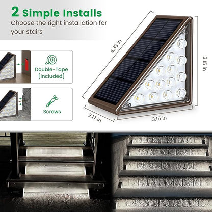 JOFIOS Solar Step Lights for Outside,16 Pack Solar Stair Lights Outdoor Waterproof IP67,Outdoor Deck Step Lights,Solar Outdoor Lights for Staircase,Patio,Front Step(Cool Brown)…