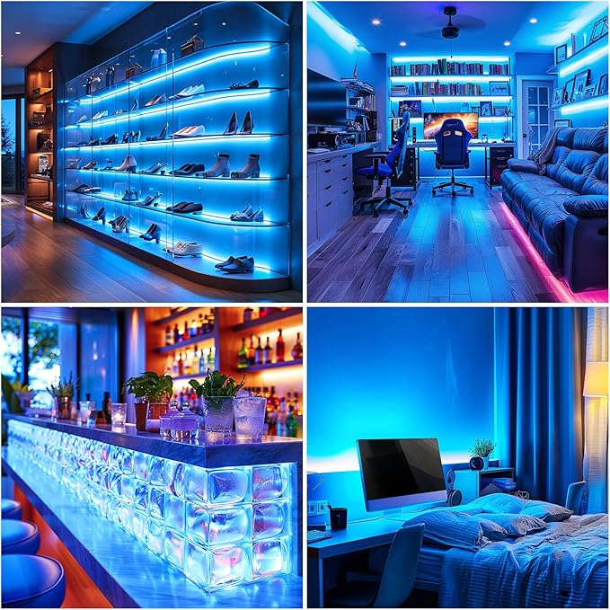 ICE Blue LED Strip Light 320 LEDs 2Pack High Brightness Indoor Use 8mm Flexible LED Tape Lights 5V Powered Density Cuttable USB COB Strip for DIY Display Cabinet LED Back Lights (3.28FTx2)