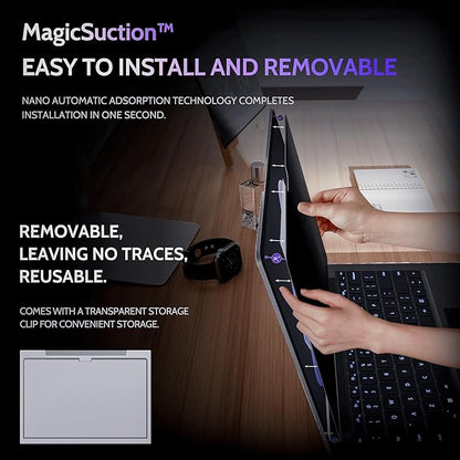 Peslv Privacy Screen for 13.5 Inch Surface Laptop 6/5/4/3/2/1, MagicSuction™ Removable Anti Spy Black Protector, Glare Blue Light Filter for Microsoft Laptop Computer Monitor