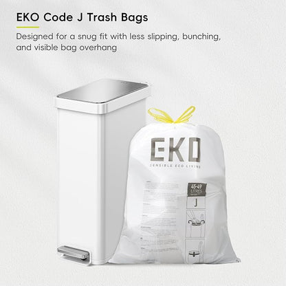 EKO Hudson Slim 50L / 13.2 Gal Stainless Steel Step Trash Can, Matte White