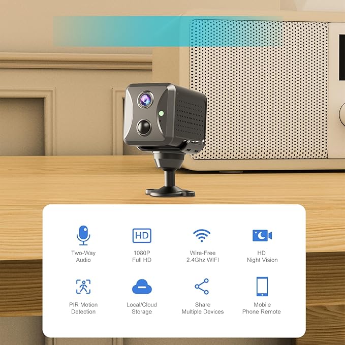 4G LTE Hidden Spy Camera, Cellular Security Cameras Wireless Indoor with 4G SIM Card (No WiFi) with Motion Detection, Night Vision, 2-Way Talk & Siren, Phone App Remote Control