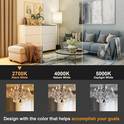 comzler 12 Pack E12 LED Candelabra Light Bulb, 2700K Warm White, 5 Watt 60W Equivalent Ceiling Fan Light Bulbs, Type B Light Bulb B11 Shape for Chandelier, Small Base, CRI85+, 500Lumen, Non-Dimmable