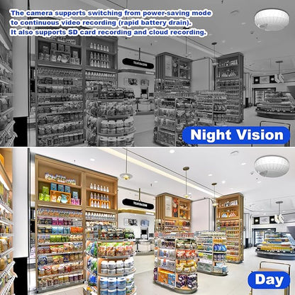 WiFi Fake Smoke Detector Camera PTZ Left/Right Rotation 350 Degrees 2K Security Cam Motion Detection Hidden HD Night Vision Spy, Indoor Camera for Home/Office, 2.4G/5G WiFi