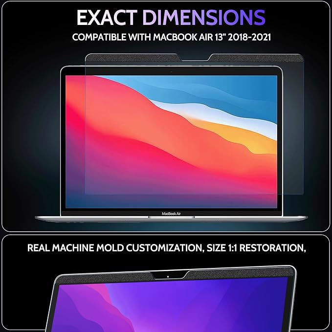 Peslv Magnetic Anti Blue Light Screen Protector for MacBook Air 13 Inch (2018-2021, M1), Removable Glare Filter for 13.3" Mac Laptop Computer