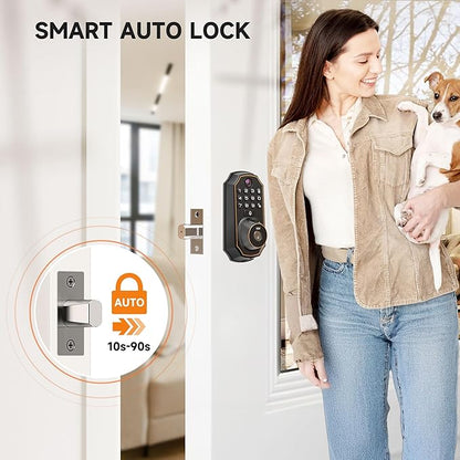 YHV Keyless Entry Door Lock with Camera Fingerprint Smart Door Lock with App Remote Control, Wi-Fi Connected Electronic Keypad Code Deadbolt Auto Unlock for Front Door