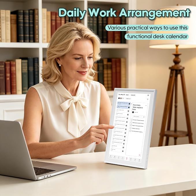 15.6" Smart Digital Calendar, No Subscription WiFi Touch 1080P Wall Planner | Cross-platform WiFi sync with iCloud, Google & Outlook, FHD touch wall family organizer for shared schedules & chore tracking