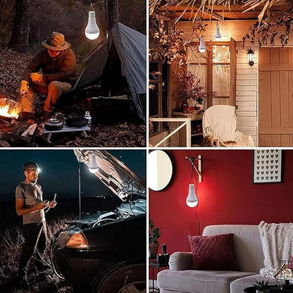 Bulbs, Rechargeable Emergency Light Bulbs, Battery Powered Energy Efficient 12w LED Light Bulb with Hook, for Home, Camping