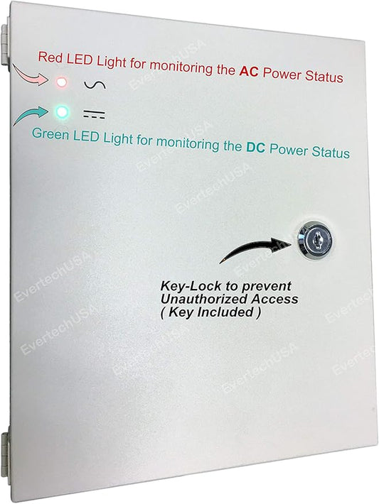 Evertech Power Box 18 Ch Channel 12V DC 10 A Power Supply Distribution Box for CCTV DVR Security Camera LED Lights