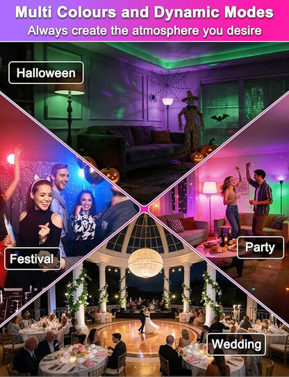 ILC Color Changing LED Light Bulbs, 70W Equivalent, 2700K Warm White A19 E26 Screw Edison Base RGBW Dimmable - 12 Color Choices - Timing Infrared Remote Control Included (2 Pack)