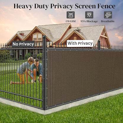 Winpull Privacy Fence Screen 6' x 50', Heavy Duty 170GSM HDPE Mesh, 95% Privacy, Reinforced Edges with Grommets for Chain Link & Wood Fences, Patio, Balcony & Yard