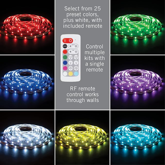 Armacost Lighting RibbonFlex Home 24V RGB+W Hardwire LED Strip Light Kit, Multicolor, 16 ft (423511)