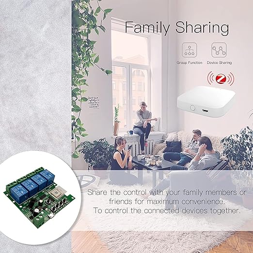 Zigbee Tuya Smart 4 Channel Smart Relay Module with 433RF Remote Control USB 5V 7-32V Jog/Lock Switch Compatible with Alexa Google Home (Requires ZigBee Hub)