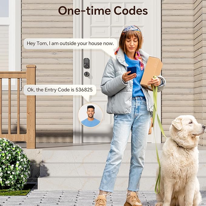 Ulecoce Keyless Entry Door Lock Set WiFi Smart App Control Door Lock for Front Door Keypad Deadbolt with 2 Knobs Auto Lock One Time Codes Easy Install, Black
