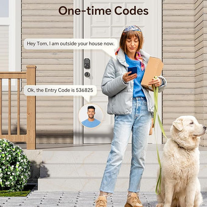 Ulecoce Keyless Entry Door Lock Set WiFi Smart App Control Door Lock for Front Door Keypad Deadbolt with 2 Knobs Auto Lock One Time Codes Easy Install, Black