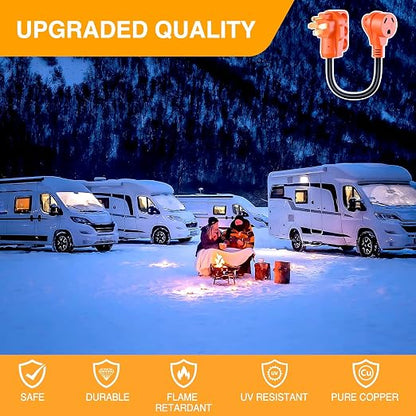 Nilight 50 Amp to 30 Amp RV Plug Electrical Adapter Cord Dogbone 18 Inch | 14-50P 50A Male Plug TT-30R 30A Female Receptacle Convert 50AMP Campground Power to 30A for 30A RV Camper Trailer Not for EV