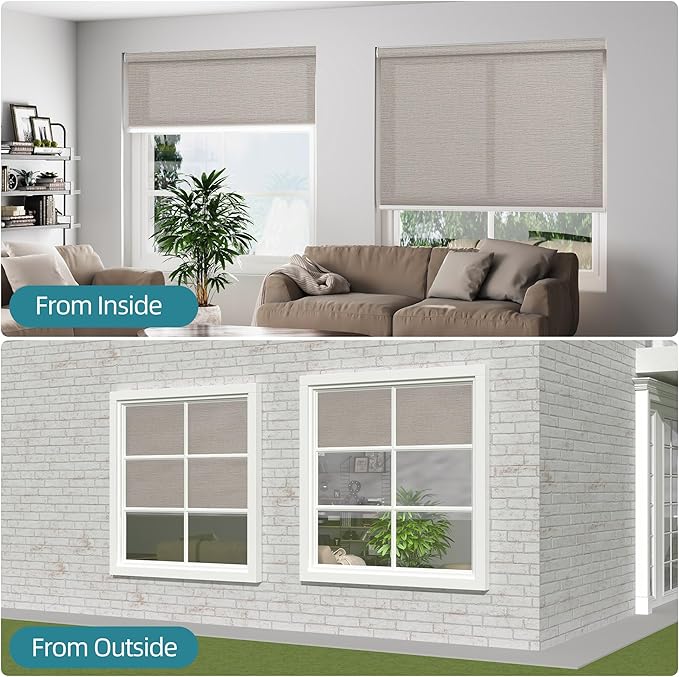 Changshade Custom Size Cordless Roller Shades, Light Filtering Roller Window Blinds with Thermal Insulated for Office, Living Room, Bedroom, Kitchen, Veins Grey