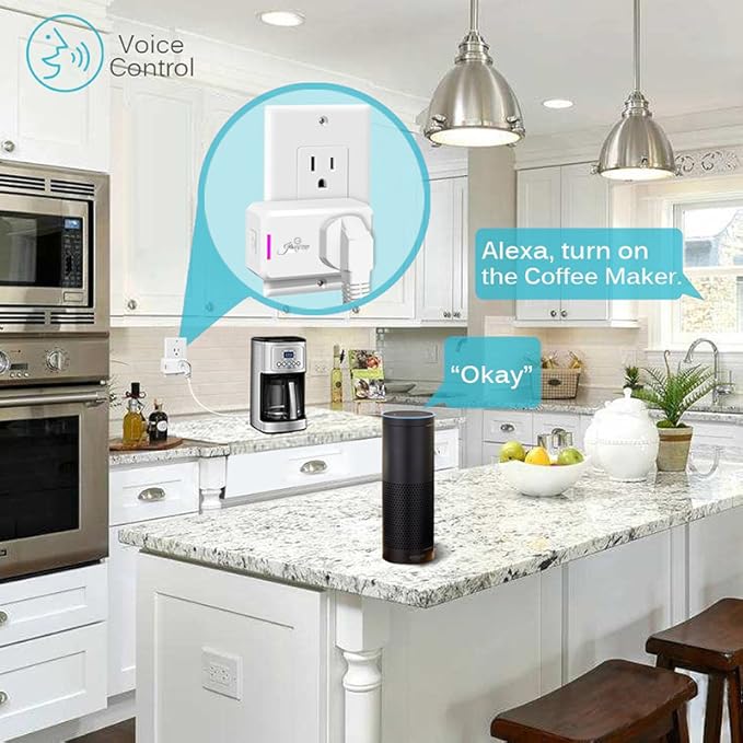 Jinvoo WiFi Ultra Plug Wireless Outlet Remote Control 120V 10A Works with Alexa Google Home no hub Required Smart Socket Whole Sale Tuya Smart Life Free app 2.4GHz only White ETL