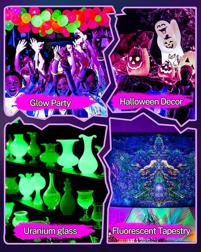 Rechargeable Black Light Bar, 5000mAh Large Capacity Battery Powered Black Lights for Glow Party, Portable Blacklight Party Supplies for Uranium Glass, Fluorescent Poster, Bedroom, Halloween
