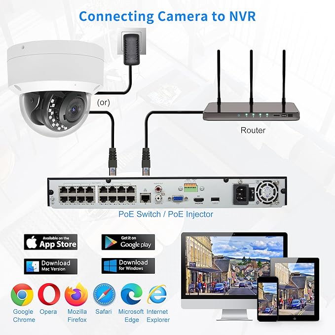 5MP PoE IP Vandal Dome Security Camera Outdoor, IP Network PoE Camera with 2.8mm Lens, 105° Wide Angle, H.265, Built-in Mic, IP66 Waterproof, 80ft IR Night Vision, Human Motion Detection