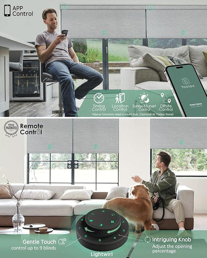 Yoolax Motorized Blinds with Remote, Designer Smart Blinds Work with Alexa, Google, Apple Homekit, 100% Blackout Motorized Shades Custom Electric Shades Voice Control (V-Shimmer Light Jade)