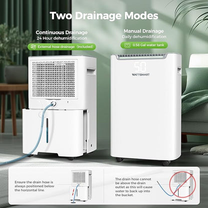 4,500 Sq.Ft Dehumidifier for Basement with Drain Hose, 50 Pint Dehumidifiers for Large Home with Three Operation Modes, Intelligent Humidity Control, 24HR Timer for RV, Bathroom, Bedroom