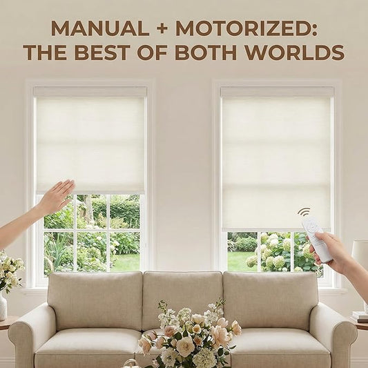 Interior Window Shades, Motorized Blinds No Drill, Cordless Automatic Roller Shades, Smart Blinds Compatible with Alexa & Google Assistant, UV Protection (White 40" W x 72" H)