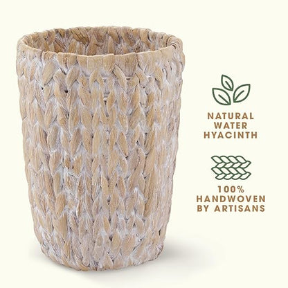 84ECO 2-Pack White Wicker Trash Cans
