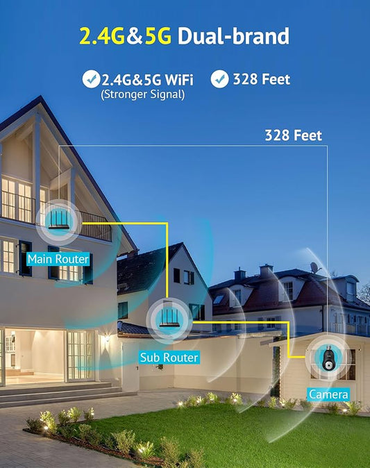 LaView 4MP Security Camera 5G& 2.4GHz, 360°2K Security Cameras Wireless Outdoor Indoor Full Color Day and Night, Motion Detection, Audible Alarm, Easy Installation, Compatible with Alexa (2 Pack)