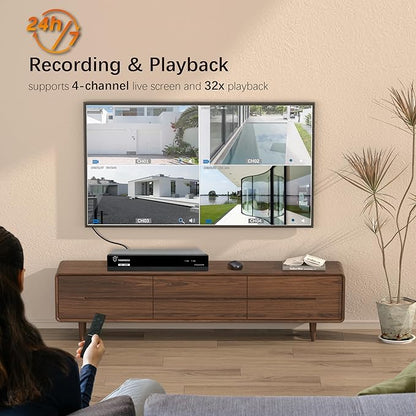 TIGERSECU Super HD 1080P 4 Channel DVR Security Recorder with 1TB Hard Drive, Hybrid 6-in-1 CCTV DVR Recorder Compatible with 2MP and 5MP TVI, AHD, CVI, Analog, RS485 PTZ and IP Cameras