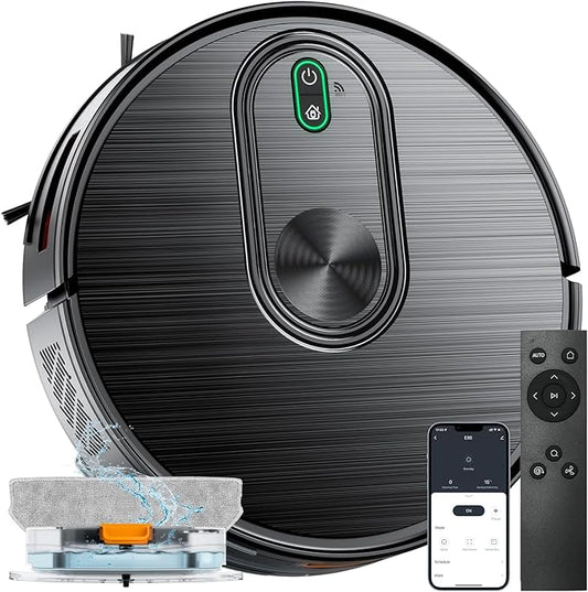 2 in 1 Robot Vacuum and Mop Combo, 6500Pa Suction, Robotic Vacuum Cleaner with 200 Min Runtime, Self-Charging, App/Alexa/Voice Control, Ideal for Hard Floor, Pet Hair, Carpet